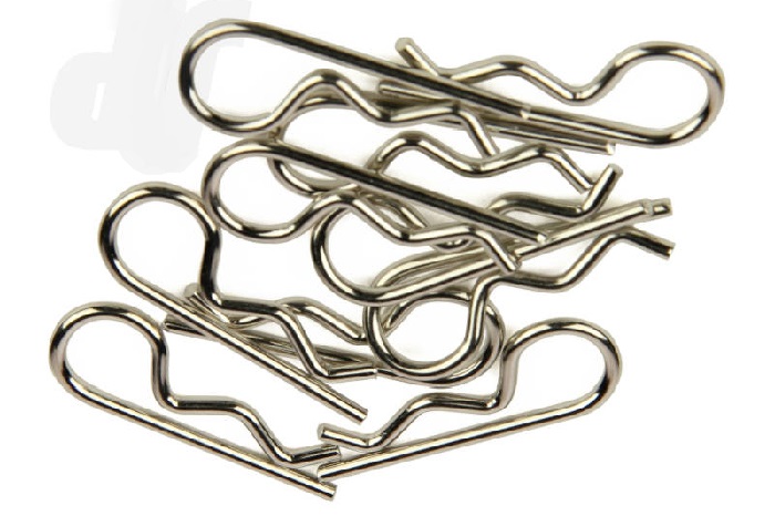 Body Clips, Large Straight, Silver (10) - Πατήστε στην εικόνα για να κλείσει