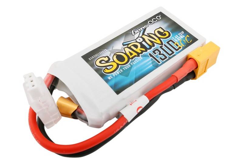 Gens ace Soaring 1300mAh 7.4V 30C 2S1P Lipo Battery XT60 Plug