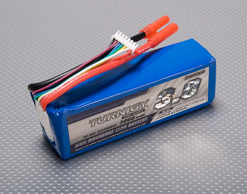 Turnigy 3000mAh 6S 20C Lipo Pack (Great for T-Rex 500) - Πατήστε στην εικόνα για να κλείσει