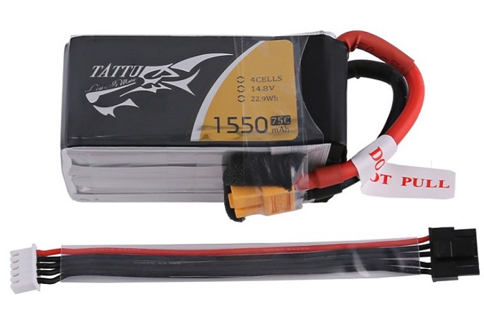 TATTU 1550mAh 14.8V 75C 4S1P Lipo Battery Pack W/Detachable Plug - Πατήστε στην εικόνα για να κλείσει