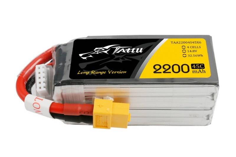 TATTU 2200mAh 14.8V 45C 4S1P Lipo Battery Pack with XT60