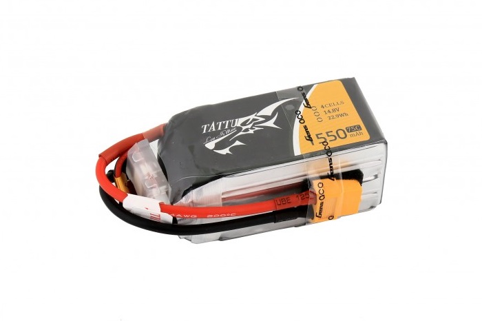 TATTU 1550mAh 14.8V 75C 4S1P Lipo Battery Pack - Πατήστε στην εικόνα για να κλείσει