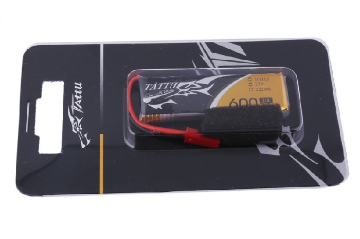 Tattu 600mAh 3.7V 30C 1S1P Lipo Battery Pack with JST Plug(1 pcs