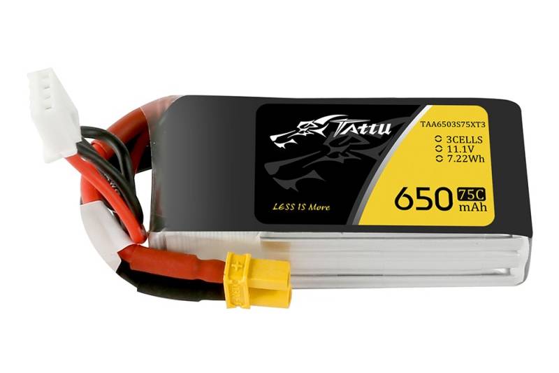 Tattu 650mAh 3S1P 75C 11.1V Lipo Battery Pack with XT30 plug