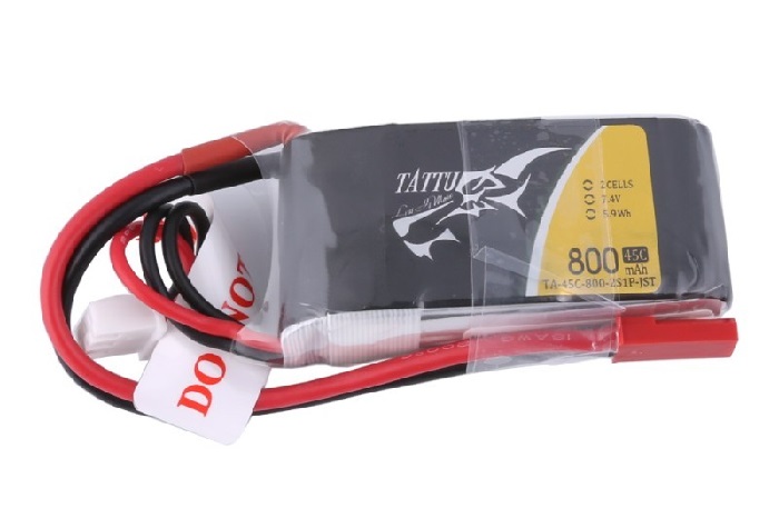 Tattu 800mAh 7.4V 45C 2S1P Lipo Battery Pack with JST Plug