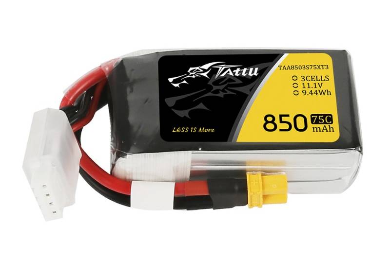 Tattu 850mAh 11.1V 75C 3S1P Lipo Battery Pack With XT30 plug