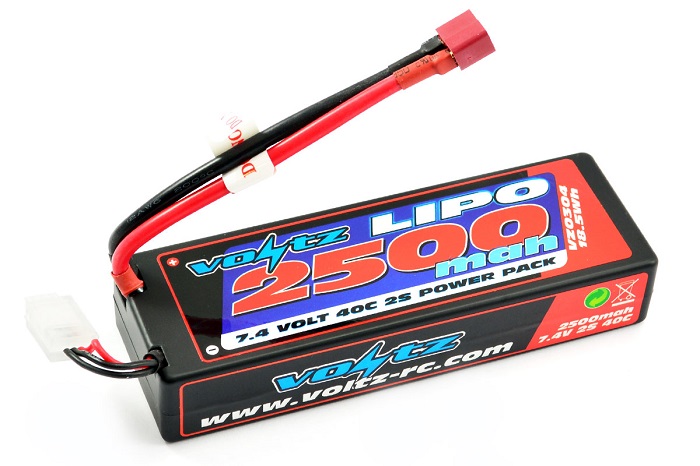 Voltz 2500mAh 2S 7.4v 40C Hard Case LiPo Stick Battery with Dean
