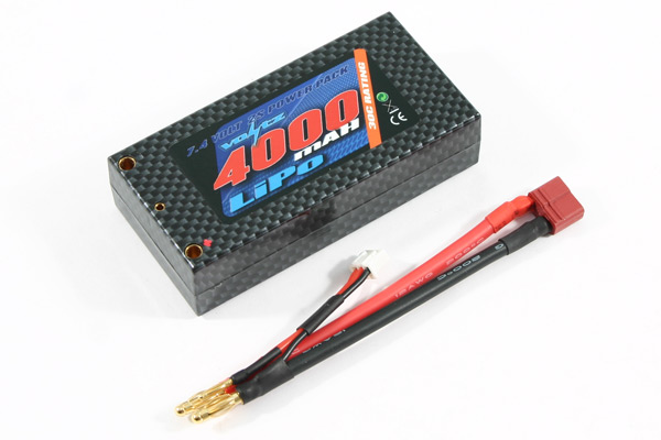 Voltz 4000mAh 7.4v 30C Hard Case 2S LiPo Shorty Battery