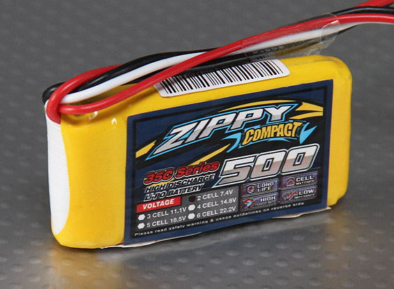 ZIPPY Compact Battery, 500mAh 2S 35C Lipo Pack