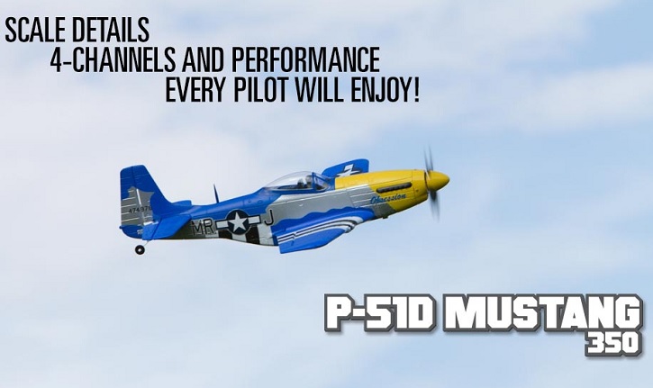 P-51D Mustang 350 - Τηλεκατευθυνόμενο ηλεκτρικό αεροπλάνο (Έτοιμ