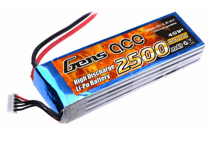 Gens ace 2500mAh 14.8V 25C 4S1P Lipo Battery Pack