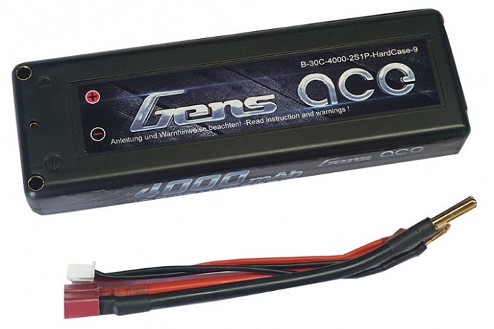 Gens ace 4000mAh 7.4V 30C 2S1P HardCase Lipo Battery