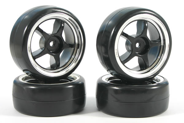 Fastrax 5-Spoke Drift Wheel & V2 Tyre Set (4) - Chrome - Πατήστε στην εικόνα για να κλείσει