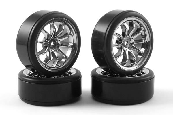 Fastrax 10-Spoke Drift Wheel & Tires Set (4) - Chrom