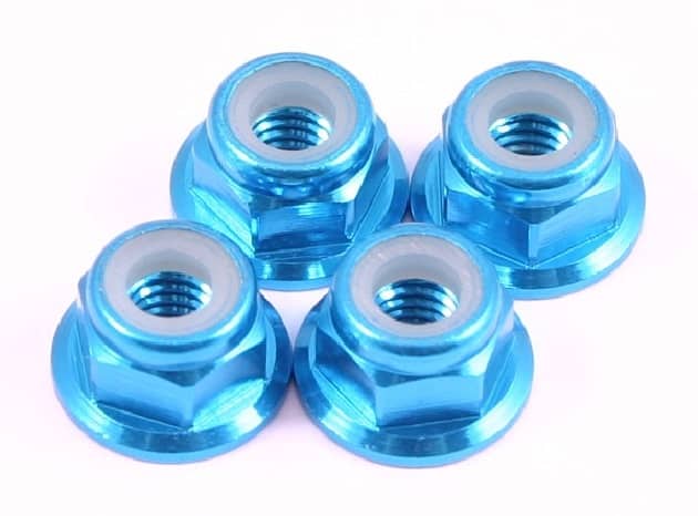 FASTRAX M4 BLUE FLANGED LOCKNUTS 4PCS