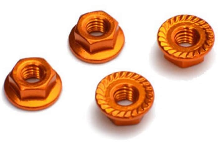 FASTRAX M4 GOLD SERRATED ALUMINIUM LOCKNUTS 4PCS