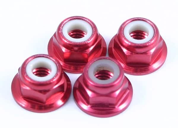 FASTRAX M4 RED FLANGED LOCKNUTS 4PCS