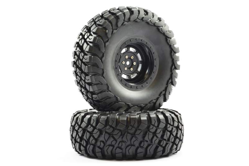 FTX MAULER 2.2" ALL TERRAIN TYRES PRE-GLUED ON BLACK WHEELS (2)