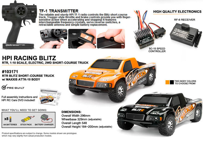 HPI Blitz Short Course RTR, 1/10 Electric RC Car