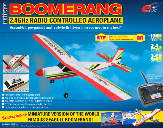 eRC BOOMERANG TRAINER RC AIRPLANE RTF 2.4GHZ - Πατήστε στην εικόνα για να κλείσει