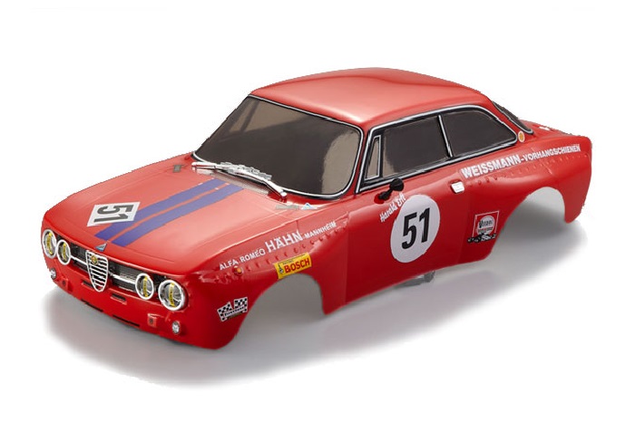 ALFA ROMEO 2000 GTAM 190MM FINISHED BODY RED FOR 1/10 RC CAR