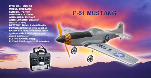 P51-D Warbird 4CH Electric Radio Controlled Airplane (RC) - Πατήστε στην εικόνα για να κλείσει