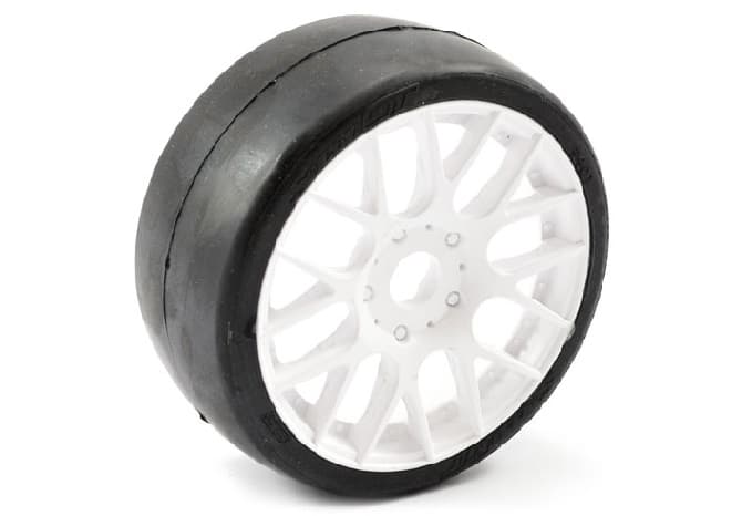 SWEEP 1/8TH EXP GT SLICK GLUED 45DEG TYRES W/BELT / EVO16 WHITE - Πατήστε στην εικόνα για να κλείσει