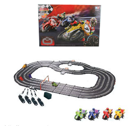 Four cars racing slot car with tranformer - 509cm - Πατήστε στην εικόνα για να κλείσει