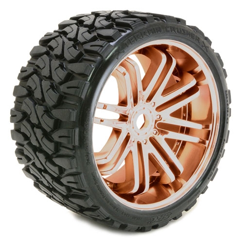 SWEEP TERRAIN CRUSHER BELTED TYRE ON BRONZE 17MM WHEELS 1/4 OFFS