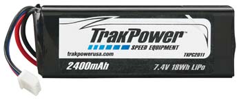 TrakPower LiPo 2S Battery 7.4V 2400mAh Flat Receiver