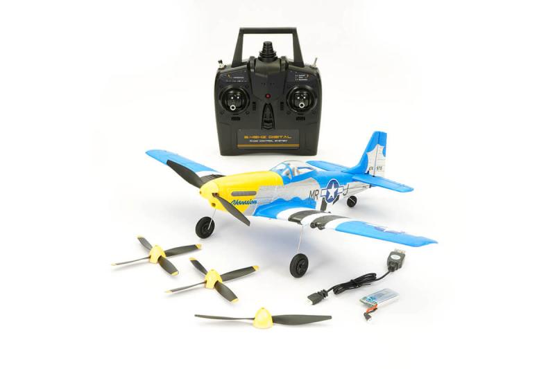 Volantex P-51D Mustang V2 Blue 4CH 400MM With Gyro RTF RC Planes