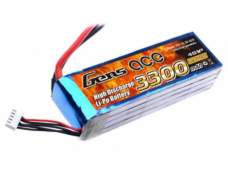 Gens ace 3300mAh 14.8V 25C 4S1P Lipo Battery Pack