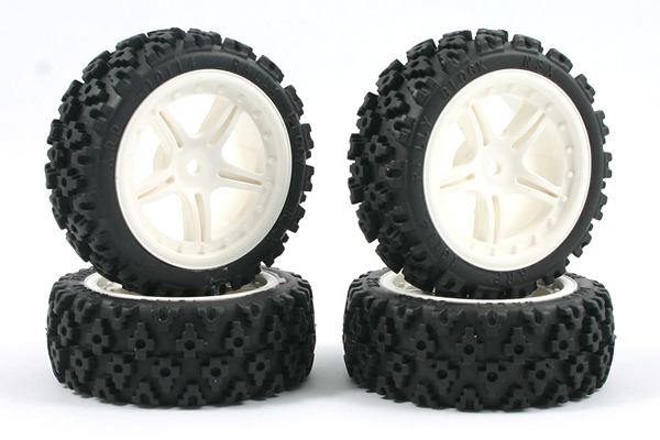 Fastrax 'Street/Rally' 1/10th Tyres Pre-Mounted on White 10 Spok